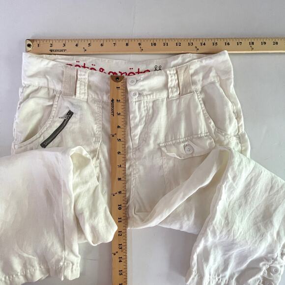 Pete & Greta by Johnny Was Linen Cargo Capri Pants NEW Y2K Sz 6 White - Picture 6 of 8